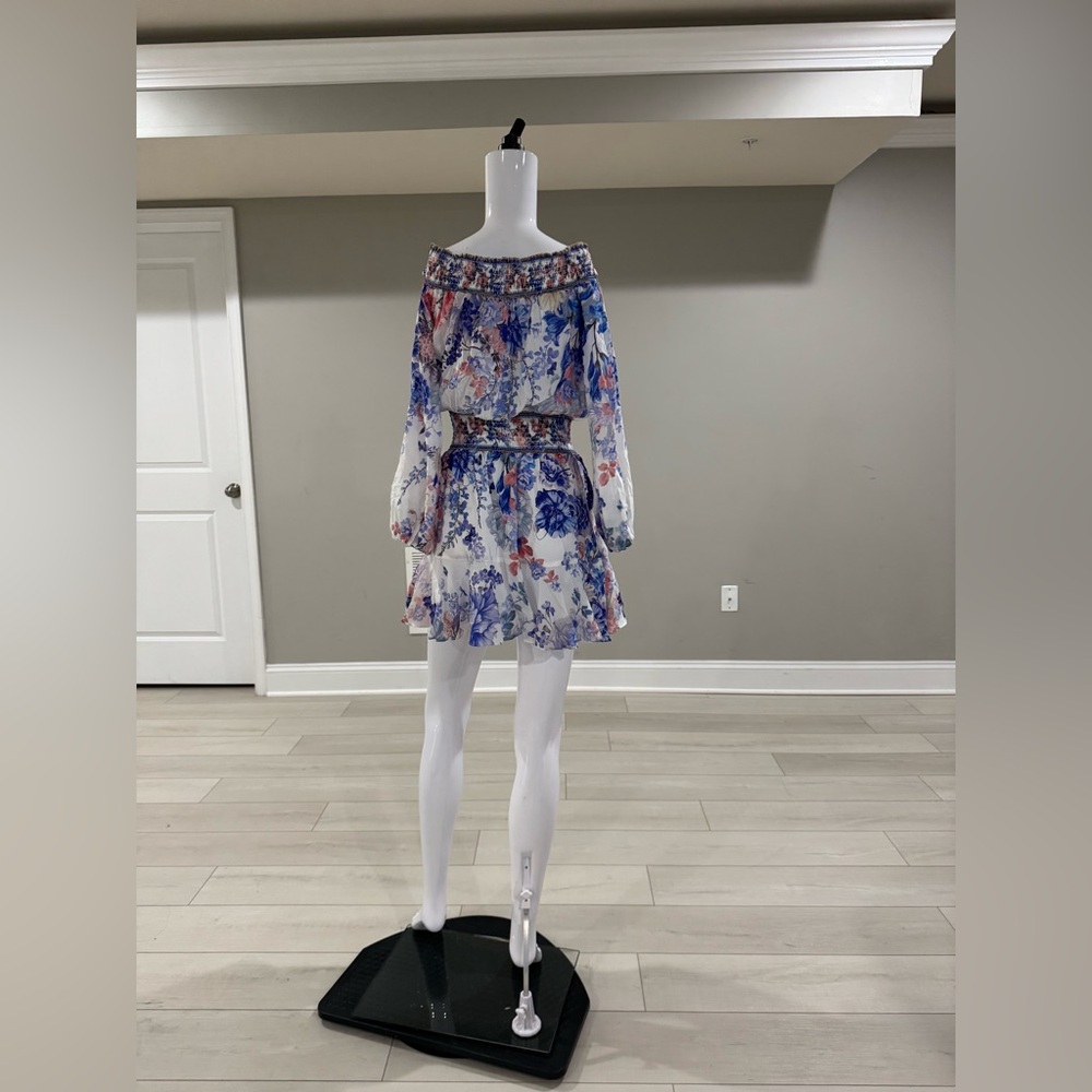 $$699 Camilla Women's True Bloom Silk Off-the-Shoulder Minidress size xs - Picture 7 of 8